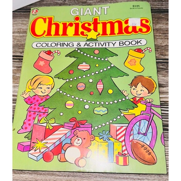 Vtg 1993 Giant Christmas Coloring Activity Book Unused Monty Bear Books - Picture 1 of 7
